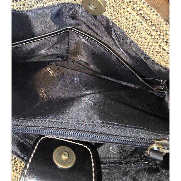 Fossil Tweed Bag Black/Brown Purse Detachable Shoulder Strap Included authentic - Picture 10 of 11